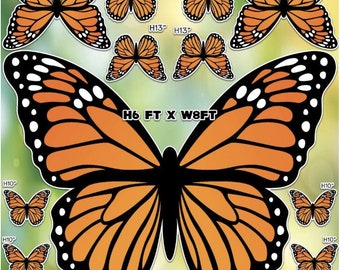 Monarch Butterfly 6 FT tall x 8 Ft wide Coroplast Party Props decorations backdrops cutouts decor Yard cards (NO stands included)