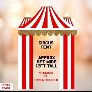 Red and White Circus Tent Coroplast Party Props decorations backdrops  (No stands included) (Red PP486-87)