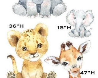Watercolor Baby Safari animals coroplast cutouts Props decorations backdrops Yard cards (No stands or stakes included )