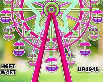Pink Carnival Circus 6FTx4FT Ferris Wheel Party Props decorations backdrops coroplast cutouts signs (No stakes or stands included)