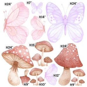 Pastel Pink Lilac Butterflies and Mushrooms Party Prop decoration backdrop coroplast cutout signs centerpiece (No stakes or stands included)