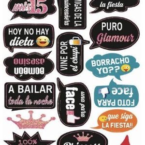 PHOTO BOOTH PROPS Spanish Party Props decorations backdrops cutouts coroplast signs Yard cards (No stakes or stands included)