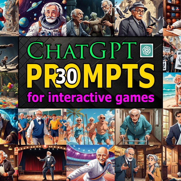 The Elderly Man Edition | 30 ChatGPT Prompts for Funny Interactive Games | Choose Your Own Adventure | Fun Resources AI | Digital  Download