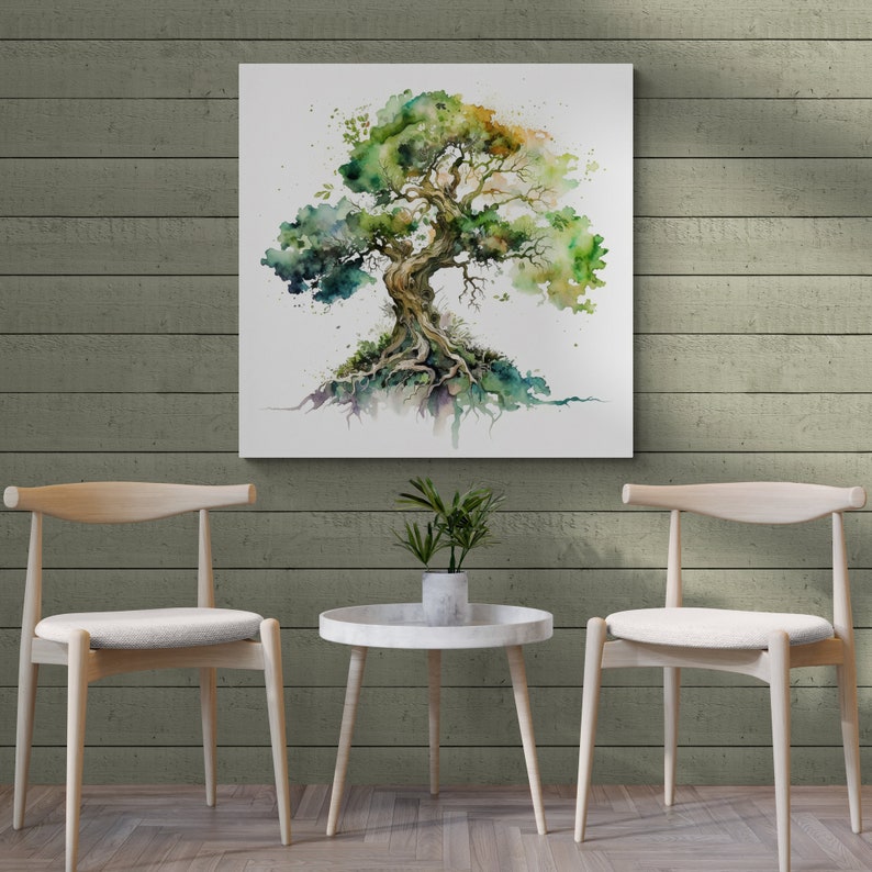 Watercolor Tree Wall Art Print Etsy