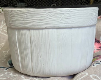 Unpainted Ceramic Bisque Bushel Basket, Ceramic Basket, Ceramic Pot, Ready To Paint Bisque, Flower Pot, Fruit Basket