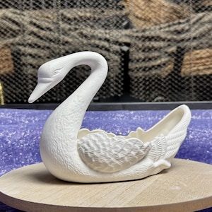 Ceramic Swan Candy Dish Ready To Paint Ceramic Bisque Swan Vintage Replica Unpainted Ceramic Bisque Swan Candy Dish Gift For Bird Lover