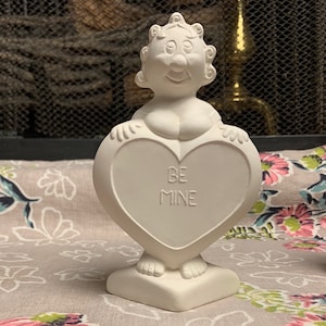 Ceramic Valentine Cartoon Figurine, Unpainted Retro Cartoon Figurine, Vintage Replica, 1950, 1940, Old Fashioned Valentine