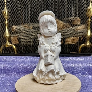 Ceramic Angel Figurine, Unpainted Ceramic Bisque Angel, Vintage Bisque Christmas Angel Vintage Replica, 1980 1990