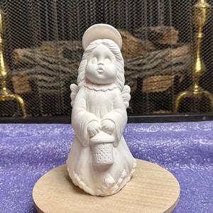 Ceramic Angel Figurine, Unpainted Ceramic Bisque Angel, Vintage Bisque Christmas Angel Vintage Replica, 1980 1990