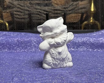 Unpainted Ceramic Cat, Ready To Paint Ceramic Bisque Kitten Figurine, Vintage Replica, Gift For Cat Lover