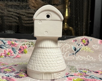 Ceramic Birdhouse Lighthouse, Unpainted Ceramic Bisque Lighthouse Ready To Paint Ceramic Bisque Birdhouse Vintage Replica 1980 Country Decor