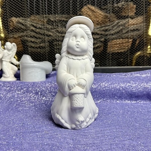 Ceramic Angel Figurine, Unpainted Ceramic Bisque Angel, Vintage Bisque Christmas Angel Vintage Replica, 1980 1990