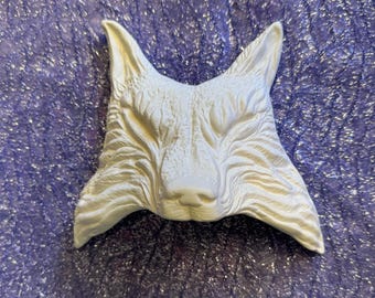 Unpainted Ceramic Bisque Wolf Mask, Ready To Paint Ceramic Bisque Wolf Face Wall Art Southwestern Wolf Plaque