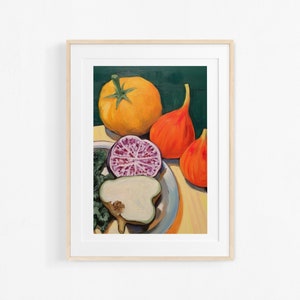 Winter vegetables. Acrylic painting. Vegetable illustration. Colorful poster for kitchen.
