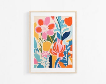 Fleurs. Peinture à la gouache. Affiche de fleurs de printemps. Illustration florale. Poster coloré.