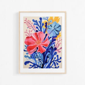 Gouache Flowers Painting, Colorful Botanical Art Print, Spring Flower Print, Colorful Art Print, Spring Floral Art Print, Wildflower Print