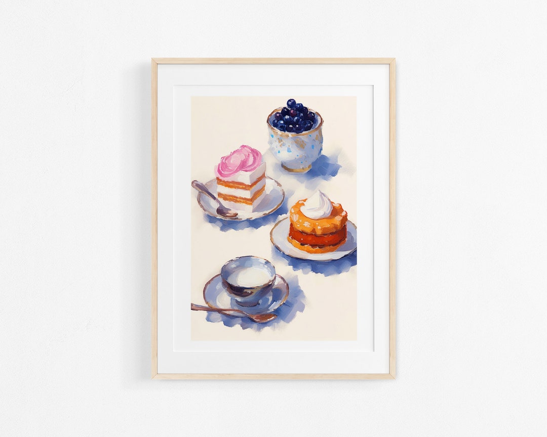 Watercolor Cake Painting. French Pastries Illustration. Colorful Poster ...