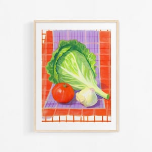 Vegetables. Watercolor painting. Vegetable illustration. Colorful poster for kitchen.