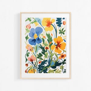 Gouache Flowers Painting, Colorful Botanical Art Print, Spring Flower Print, Colorful Art Print, Spring Floral Art Print, Wildflower Print