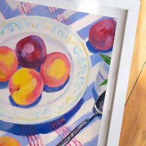 Acrylic fruit painting. Still life of plums. Interior decorative illustration. Colorful poster. image 6