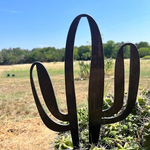 Metal Saguaro Cactus Garden Stake, Desert Cactus, Garden and Yard Art