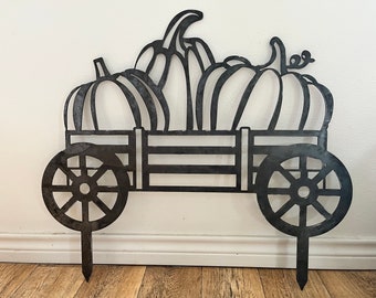 Wagon with Pumpkins Garden Stake, Fall Decor