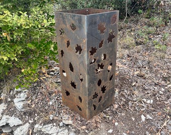 Falling Leaves Garden Column, Well Cover, Metal Yard Art, Outdoor Lantern