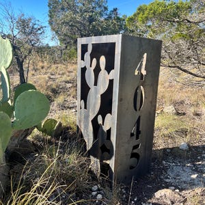 Prickly Pear Address Column, Address Sign, Lighted Garden Pillar