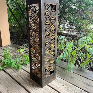 Spiral Garden Column, Well Cover, Metal Yard Art, Outdoor Lantern
