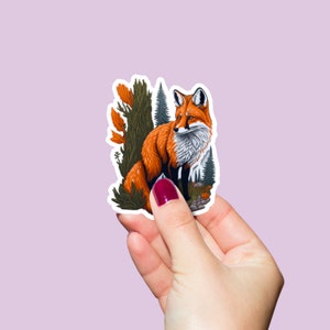 Un renard dans les bois autocollant en vinyle | autocollant animal | Cadeau | Journalisation | Scrapbooking