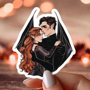 Naklejka Rhysand i Feyre Czytelnik Smut Dziewczyna Książkowa Prezent Dla Niej Naklejka Kindle Acotar Art Acomaf Fanart Fantasy Czytelnik Wodoodporny