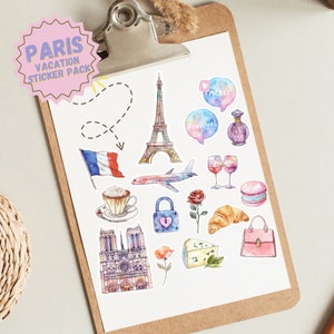 Waterproof Paris Vinyl Sticker Sheet | Travel Stickers | France Parisian Bullet Journal Stickers | Laptop Stickers | Planner Stickers | Gift