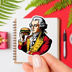 Mozart Eating A Hamburger Vinyl Sticker | Fun / Funny Sticker | Musician Sticker | Classical Music | Laptop Sticker | Kindle Sticker | Gift