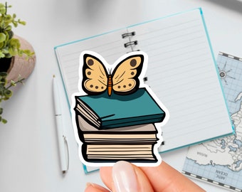 Book Lover Butterfly Vinyl Sticker | Bookish Sticker | Reading Sticker | Kindle Sticker | Animal Sticker | Gift | Bullet Journal | Scrapbook