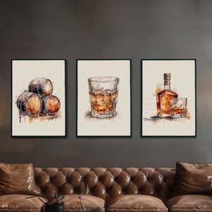 3 Bourbon printable wall art, High Quality Art, whiskey Wall Art, Bourbon Lover gift, Home Office Wall Decor, Man Cave Print, Bartender Gift