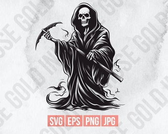 Grim Reaper Decal, Grim Reaper Svg, Death Svg, Horror T-Shirt, Skeleton Svg, Halloween Svg, Printable, Png, Grim Reaper Printable clipart