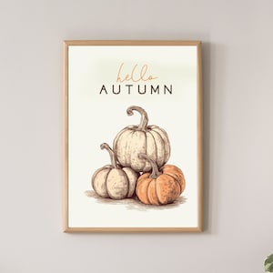 Autumn Printable Wall Art, Print Fall Decor, Fall Print, Autumn Wall Art, Fall Wall Art, Watercolor Pumpkin, Fall Poster, Pumpkin wall Art