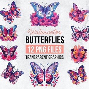 Watercolor Butterfly Clipart, Butterfly Clipart, Clip art, Watercolor Butterflies, Watercolor Butterfly PNG, Butterfly Floral Clip Art, PNG