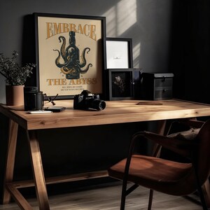 Bourbon printable wall art, Bourbon Lover gift, Man Cave Print, Bartender Gift, Bourbon Art, Kraken art, Octopus wall art, whiskey Wall Art image 3