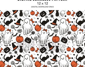 Halloween Seamless Pattern, Ghost Pattern, Digital Pattern, Halloween Graphic, Digital Halloween, Halloween PNG, Spooky Season Pattern,Ghost