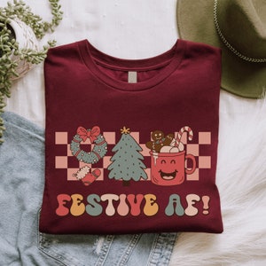 Festliches AF-Weihnachts-T-Shirt: Lebhaftes Weihnachts-Design, weiche, bequeme Passform, Urlaubsgeist-Shirt, perfekte Weihnachtsfeierkleidung, einzigartige Geschenkidee