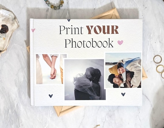 We'll print your photobook! Print your Canva template! Print your scrapbook! Custom photo book print. Hardcover photobook. Premium color.