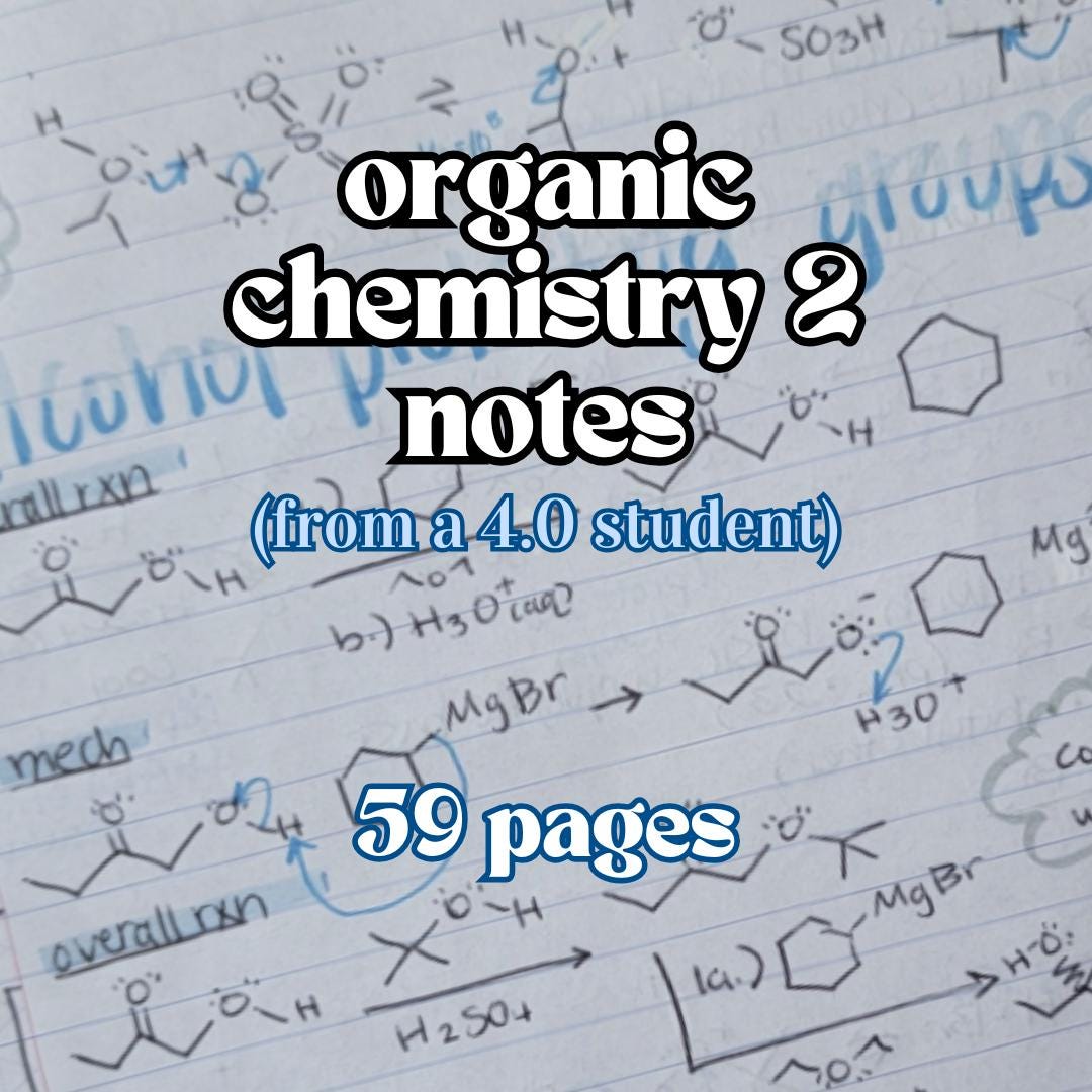 Organic Chemistry 2 Notes (handwritten) - Etsy