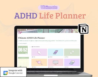 Notion Template ADHD Planner Notion Dashboard ADHD Digital Planner Adult ADHD Notion Templates Focus Planner Productivity Self Care Planner