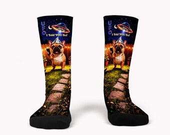 French Bulldog UFO Socks-I Told You So! -Custom Sock- V1