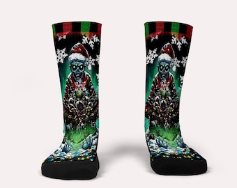 Zombie Christmas Flannel Socks-Custom Socks