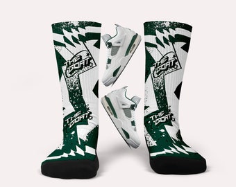 Jordan 4 Oxidized Green Socks - Matching Custom Socks