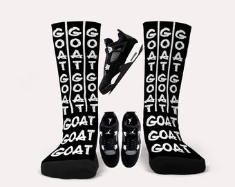 Jordan 4 White Thunder Socks - Matching Custom Socks
