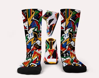 Jordan 7s Miro Socks- Matching Custom design