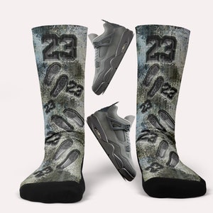 Jordan 4 Wet Cement Socks - Matching Custom Socks